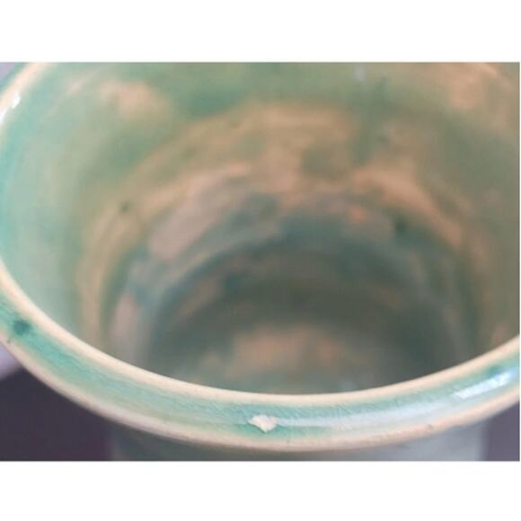 Vintage Mid Century Modern Green Studio Glazed Pottery Vase 8 inches Tall - Picture 7 of 8